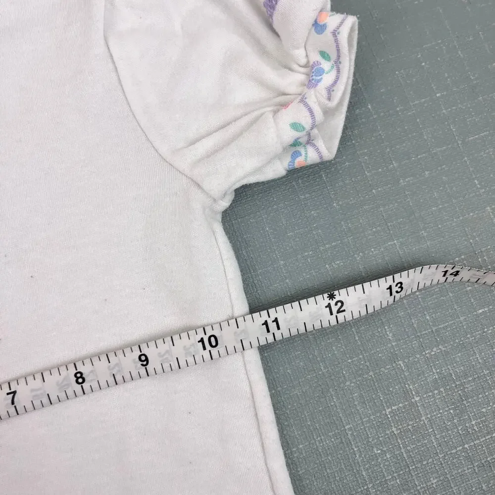 Vintage OshKosh B'gosh Short Sleeve White Flower Top 4T USA